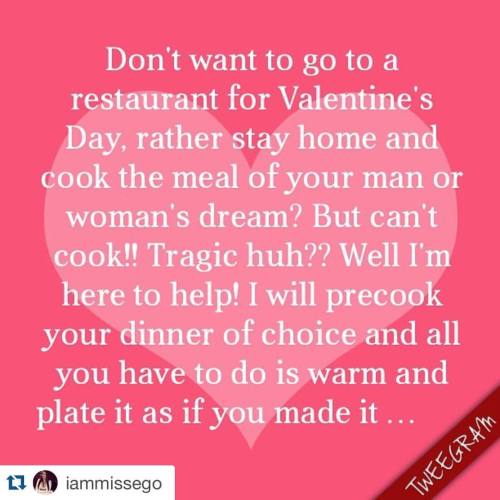 Yo… Good looking out. Y'all hit up @iammissego for all your Valentine’s Day meal prep n