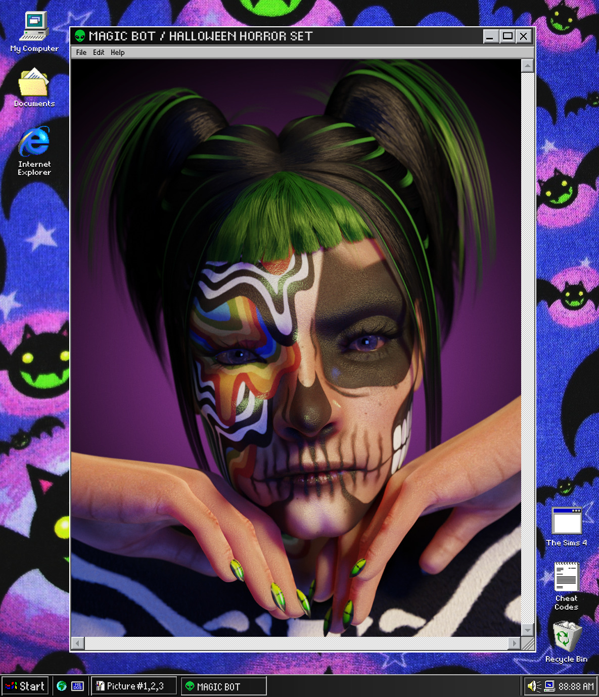 MAGIC BOT HALLOWEEN HORROR SET Flowing Rainbow Makeup magic-bot-halloween-horror-set-flowing-rainbow-makeup