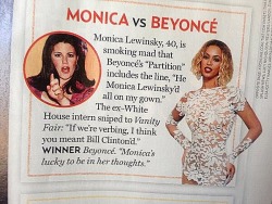 theelusivebloggeur:  yivialo:  WINNER Beyoncé !!!  &ldquo;Monica’s lucky to be in her thoughts.&rdquo; 