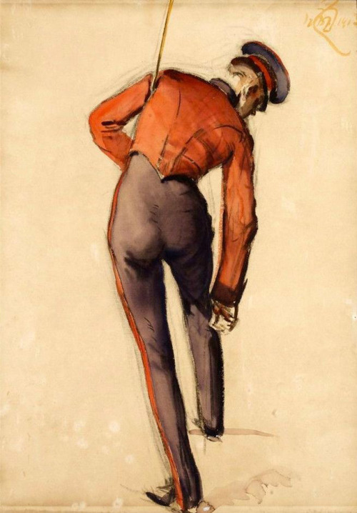 coraltigerpizza:Sketch of British Cadet by William Bruce Ellis Ranken, 1913.