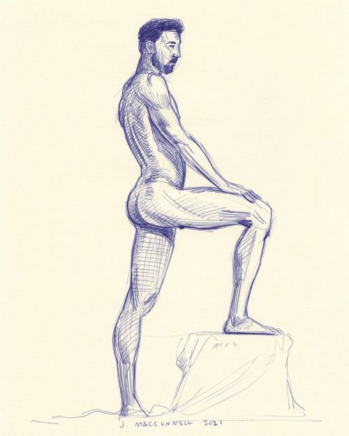 Statuesque Danny @daddysugarr  #johnmacconnell #ballpointpen #sketch #lifedrawing #malenude (at MOTT