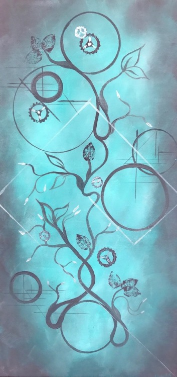 upsidedownmichelle: Overgrowth in Teal Michelle Sessions  15"x30" acrylic on canvas   https://www.instagram.com/p/BSHzgVAjuoZ/ 