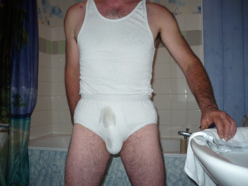 I LOVE seeing this man in his undies… especially when he is pissing in them.