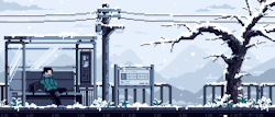 pixeloutput:Snowy Train Station by LennSan