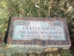 congenitaldisease: This bizarre gravestone is located in Avenues Cemetery in Salt Lake City. The epitaph reads “VICTIM OF THE BEAST 666.” The true story behind this morbid gravestone has been lost in the ether; her obituary reads that she died of