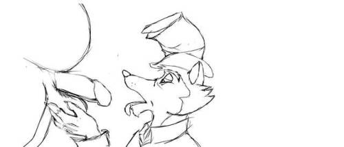 thedelightfuldingo:   A WIP. There will hopefully be 3 versions of this pic with color and a background by the time I’m done.    My favorite filthy fox Honest John Foulfellow making some shameful dirty money. A homeless fox has to eat after all. Don’t