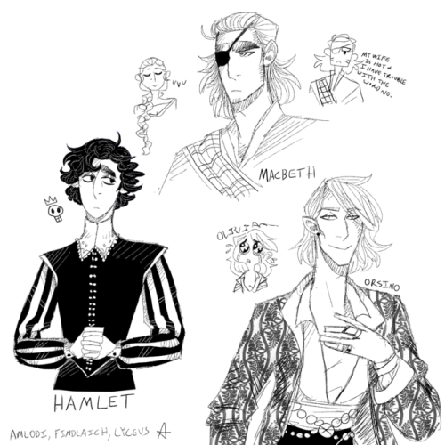 i-incarnadine:Did some doodles today - these are my interpretations of Shakespeare’s Macbeth, 