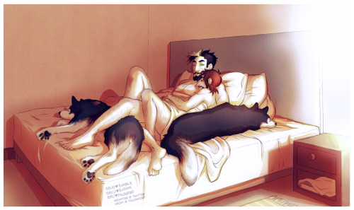 kromitar:@erlie‘s Ivan and my Clarence lounging in bed. Sketch by Erli, lines and colors by me