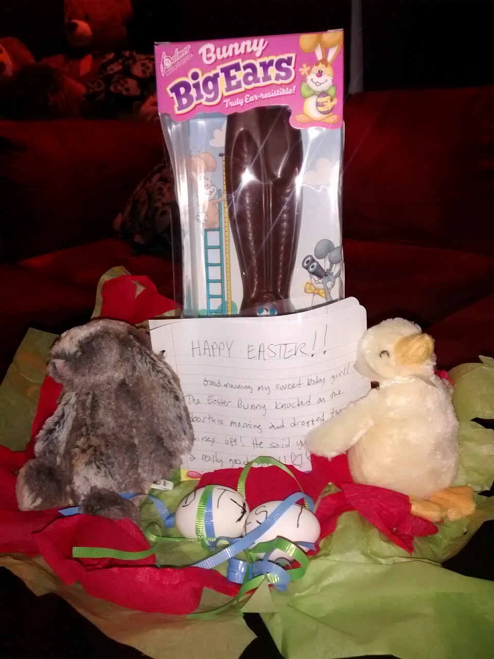 The Easter Bunny came while I was sleeping and brought Lindsey, my ducky, and me