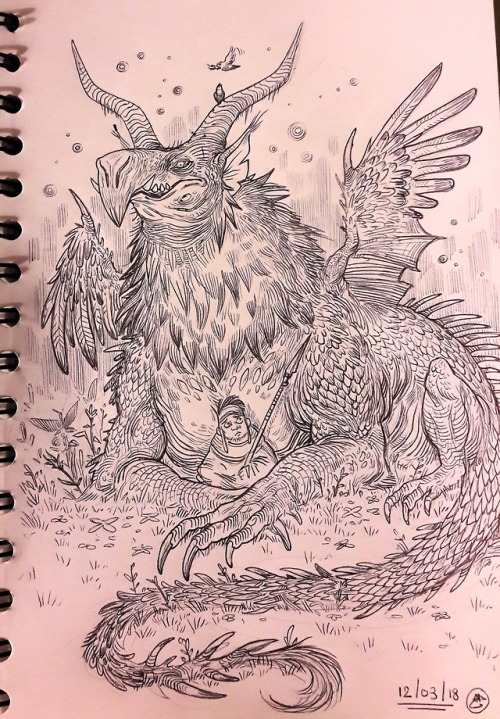 Character design challenge: Dragon and dragon rider.