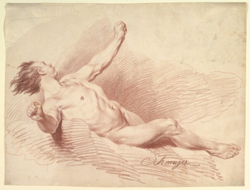 didoofcarthage: Reclining Male Nude as Wind God on Clouds by Jakob