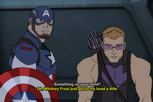 portraitoftheoddity: icoulddthisallday: chiizuburger: Steve reassuring Clint that his place in Aveng