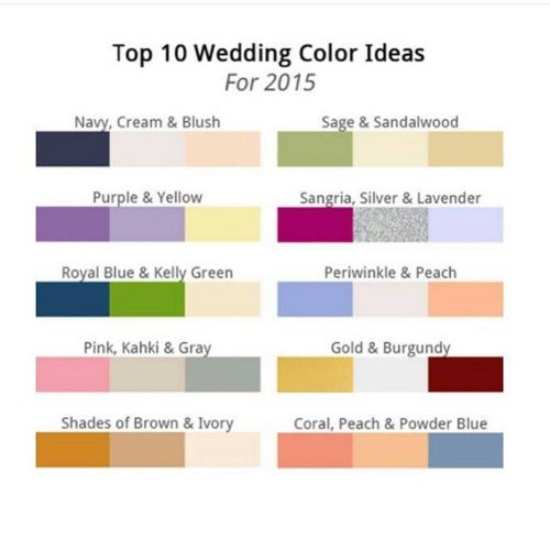 Searching for the perfect color combination?! Here are some great ideas for wedding color schemes! #