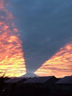 sixpenceee:  Mt. Rainier casting a shadow