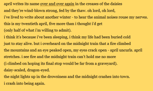 unsnarled:NaPoWriMo 2020: overheard on the midnight train / animal noises