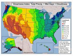 mapsontheweb:  Dreariness Index of the United