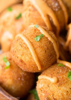 foodffs:  CHEESY YUCA BALLS WITH A CHIPOTLE