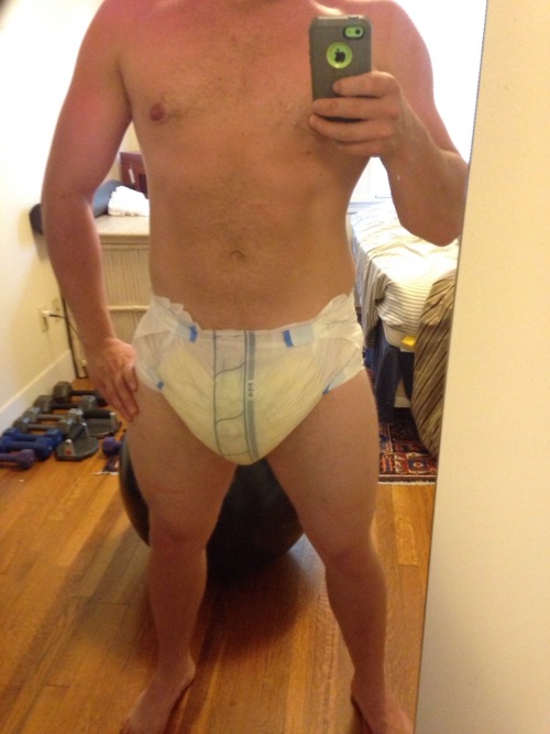 fenthic:  diaperman55:  Sunburn…soaked diaper…and leaks… What more could you ask for?!  Woof!  VERY hot!!