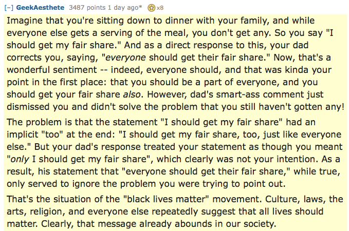 micdotcom:  This is why people need to stop saying #AllLivesMatter Over the weekend,