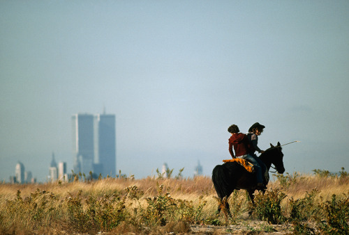 natgeofound:Riders cross park land created by landfill that was dumped into Jamaica Bay, New York, 1