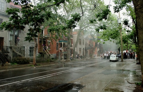 We watched Nate Ruess shoot his video for “Great Big Storm”. They made it rain during a beautiful da