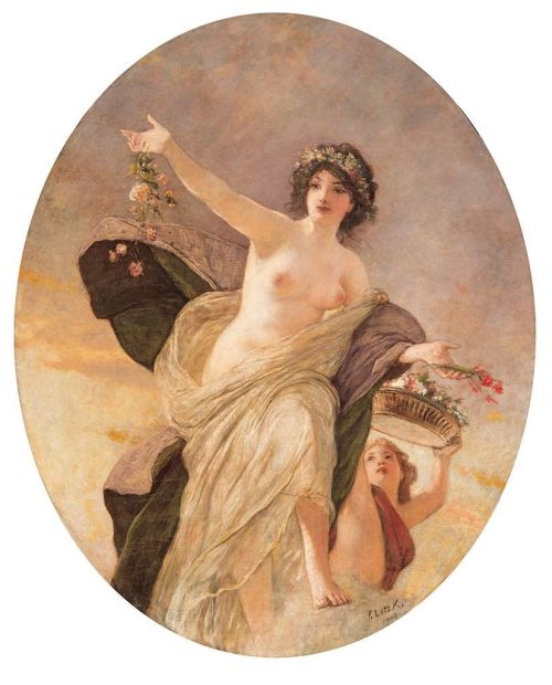 hildegardavon:Károly Lotz, 1833-1904Allegory of Spring, 1902, oil on canvas, 144x115 cmPrivate Colle