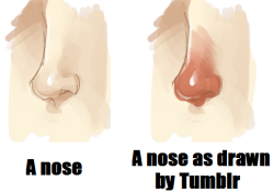 pfeizer:  Don’t draw tumblr noses, guys. It makes your character look ill or drunk or “inspired” by artists who draw tumblr noses which is even worse. Then again, who am I to decide whether you should follow a stupid fad or not?   To be honest,