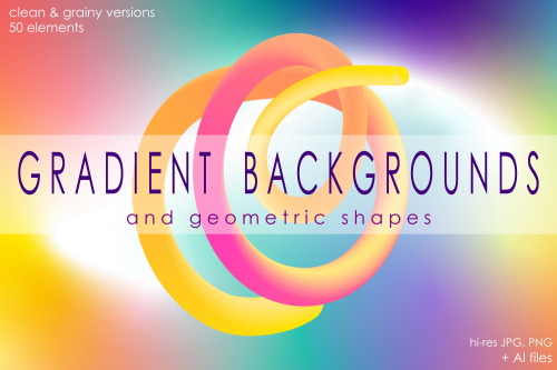  Grainy Gradient Backgrounds & Abstract Geometric Shapes - https://designbundles.net/irisart/180