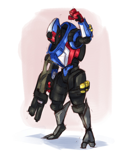 blackout501st:juls-art:[4/4] Mass Effect|Overwatch crossover sketches from Twitter.Greatly inspired 