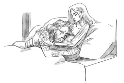 laure-demontety:Rollo resting his Gisla’s arms, his head on her belly.
