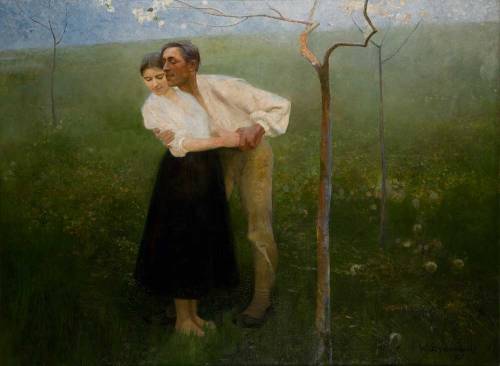 polishpaintersonly:  “Courtship”(1892) Wacław Szymanowski (Polish;1859-1930)  oil on can