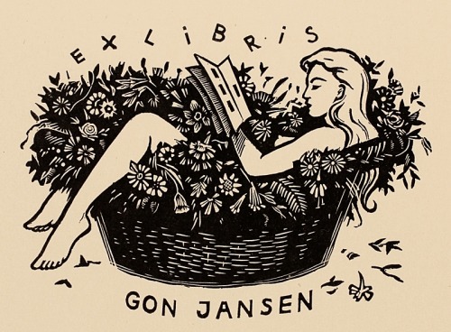 draculasdaughter:Bookplate for G. Jansen by F. Luyckx, Belgium.