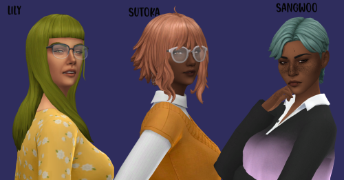 witheringscreations:All C-Cerberus-Sims-S Hairs Recolored in AMPified40 add-on swatches in omicient’