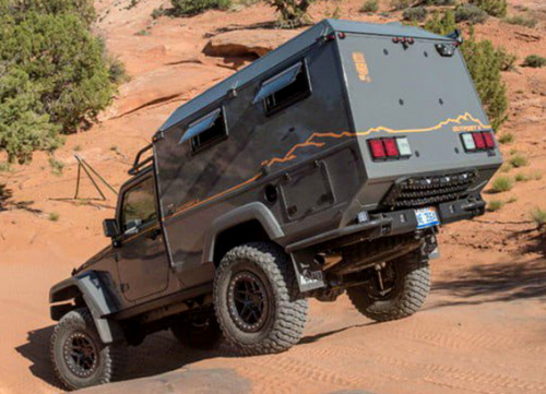 carsthatnevermadeitetc:AEV Outpost II, 2018. A one-off camper concept marking the end of Jeep Wrangler JK production. American Expedition Vehicles have produced the Outpost, Wrangler JK-based camper, since 2006. The Outpost II is powered by a 5.7-litre