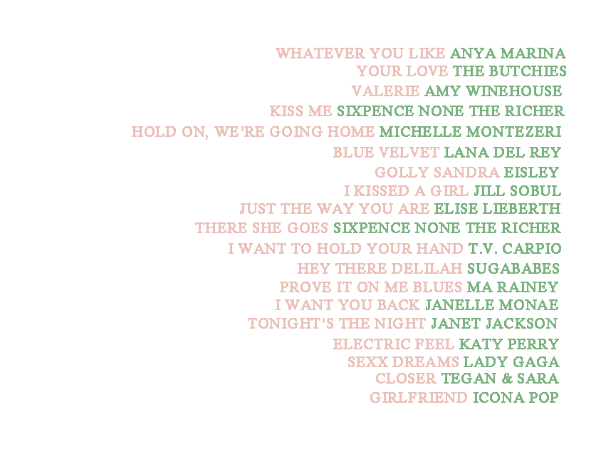 ditzydeer:► GIRL MEETS GIRL songs that, whether by design or serendipity, are