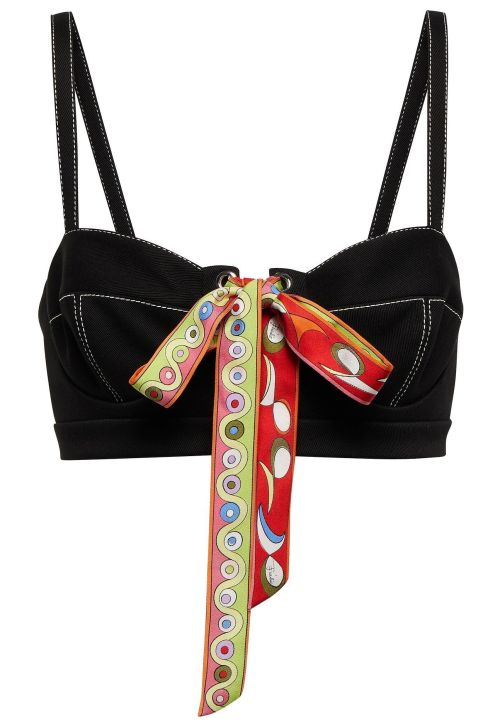 Pucci | Pesci-Print Bustier Top • in cotton + silk ties 