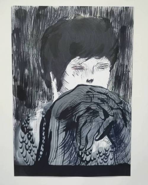 Eduardo Infante Contra nadie. 2018. Nero di inferno & pastel on paper. 60 x 45 cm. 