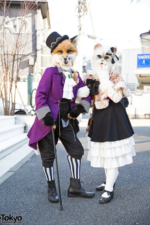 Furry fox and neko on the street in Harajuku wearing handmade and remake fashion as well as items fr