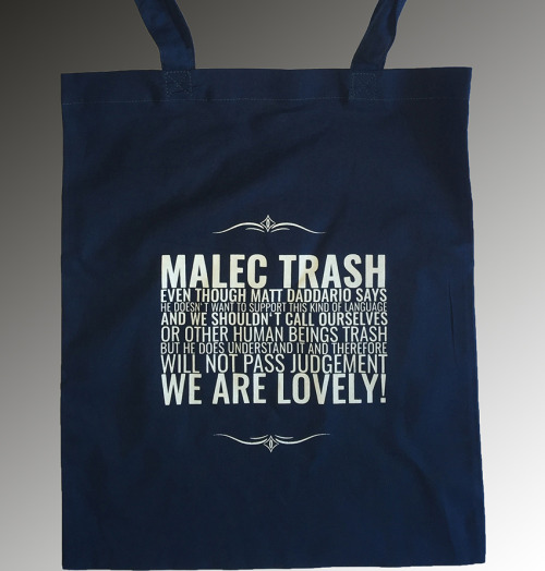 Get your Malec Gear to be prepared for Season 2. Proudly declare your pairing while accepting Matthe