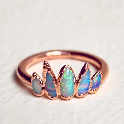 Opal teardrops &amp; copper ring  www.moonchildmetals.etsy.com  