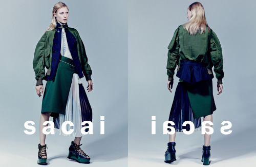 Sacai’s first ever ad campaign for Spring/Summer 2015, shot by Craig McDean, styled by Karl Te