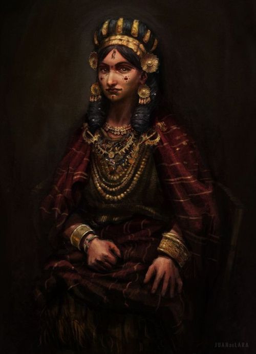 arjuna-vallabha:Reconstruction of the outfit of Mycenaean noblewomen by Juan Alvarez de Lara