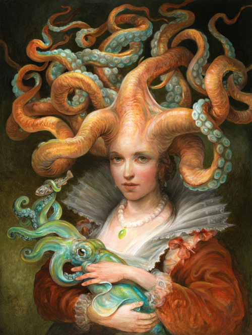 Omar Rayyan (American-Jordanian, b. 1968, Jordan, based West Tisbury, MA, USA) - Contessa with Squid