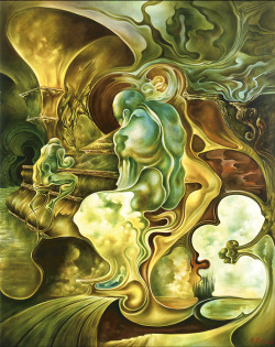 surrealism:   Half Past Four by Alex Fishgoyt. Oil on canvas, 60 x 48 inches. 