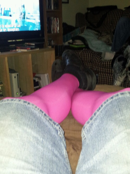 My super awsome pink tights. Haven’t wore them out of the house yet but will soon. Only have o