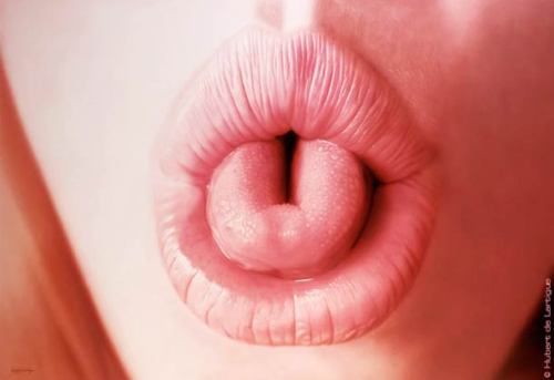 p1ants:   A compilation of French artist Hubert de Lartigue’s stunning hyperrealistic lip paintings, all acrylic on canvas. 