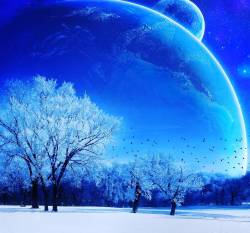provocative-planet-pics-please:  Астрономические фантазии #зима #снег #winter #planets #планеты #деревья #лес #белый #white #snow by fiztehradio https://www.instagram.com/p/_ZHDQdJAF1/ 