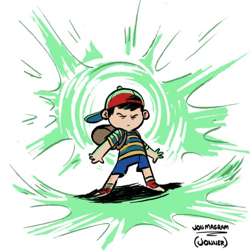 For very little reason at all, I recently redid this drawing of Ness that I did ten years ago when I