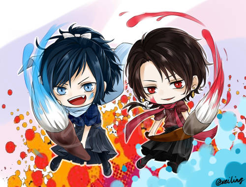 Chibi Yamato and Kashuu &gt;w&lt;