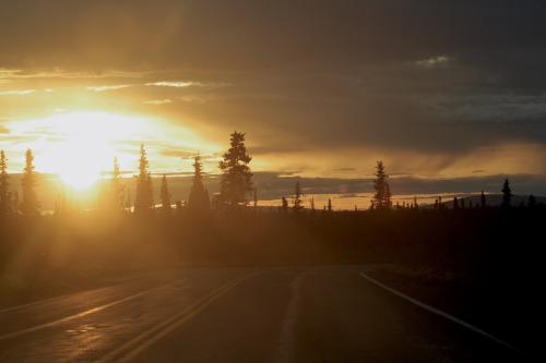 highways-are-liminal-spaces: Changing light and weather on the road from Anchorage to Paxson, Alaska